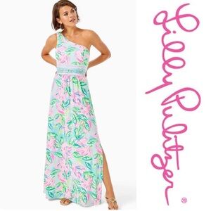 Lilly Pulitzer One-Shoulder Dress - Pink and Green Floral